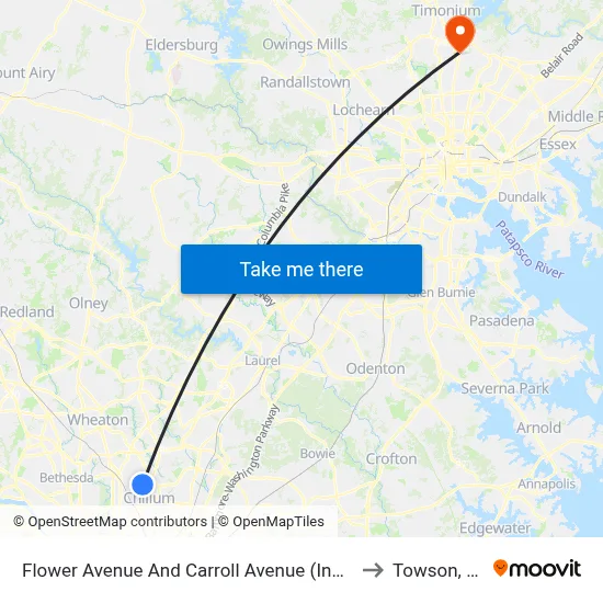 Flower Avenue And Carroll Avenue (Inbound) to Towson, MD map