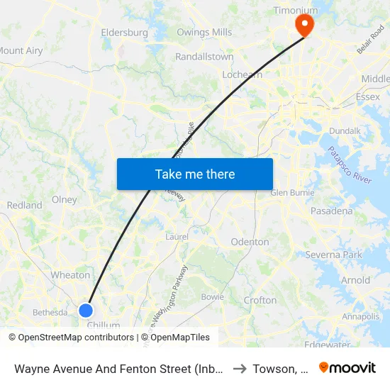 Wayne Avenue And Fenton Street (Inbound) to Towson, MD map