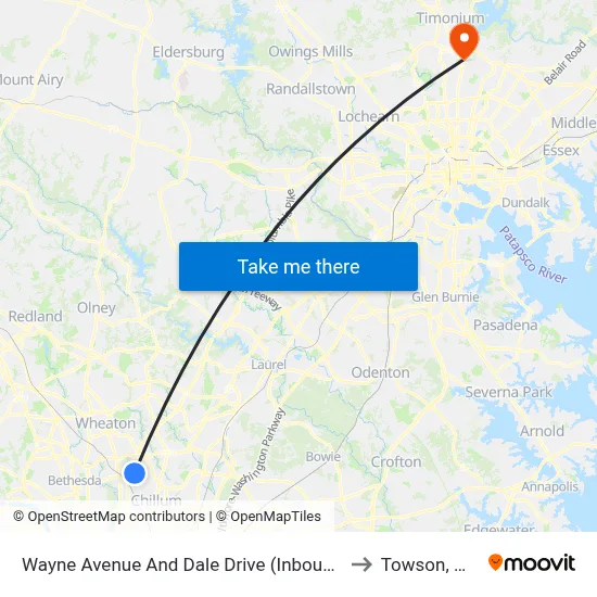 Wayne Avenue And Dale Drive (Inbound) to Towson, MD map