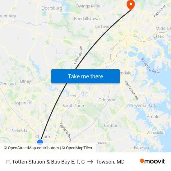 Ft Totten Station & Bus Bay E, F, G to Towson, MD map