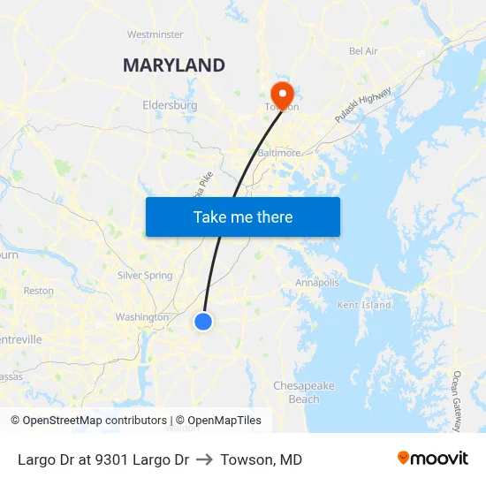 Largo Dr at 9301 Largo Dr to Towson, MD map