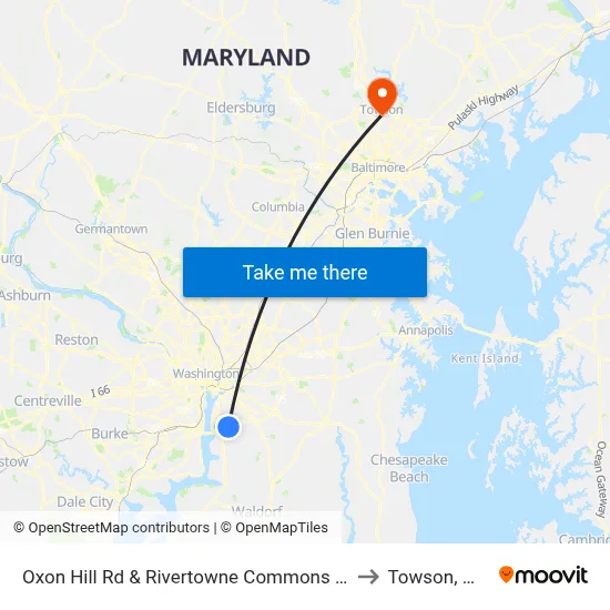 Oxon Hill Rd & Rivertowne Commons M to Towson, MD map