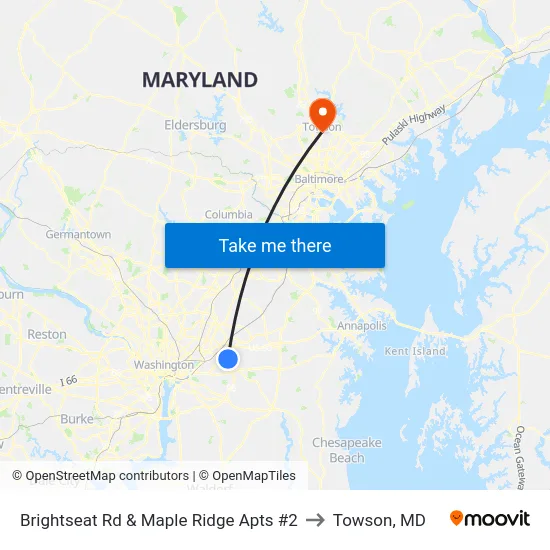 Brightseat Rd & Maple Ridge Apts #2 to Towson, MD map