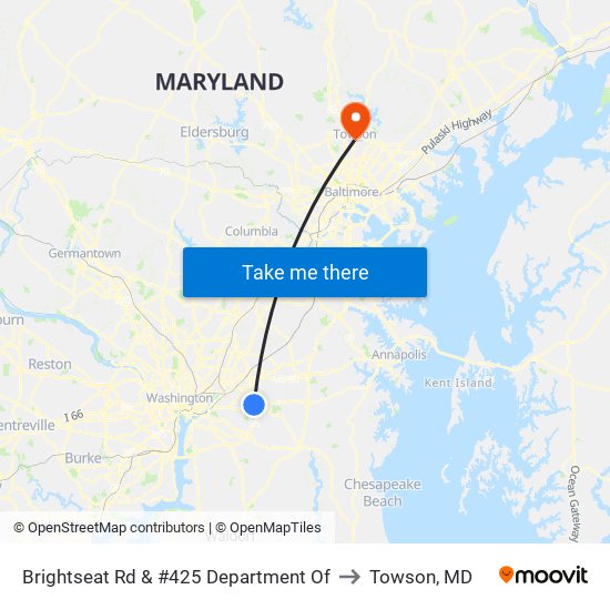 Brightseat Rd & #425 Department Of to Towson, MD map