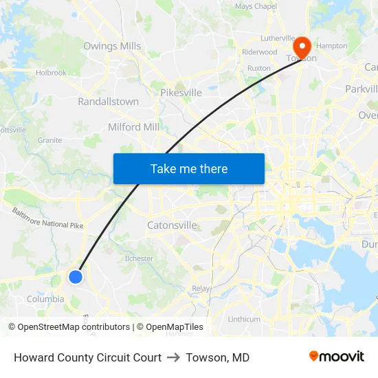 Howard County Circuit Court to Towson, MD map
