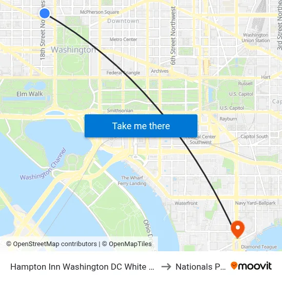 Hampton Inn Washington DC White House to Nationals Park map