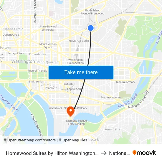 Homewood Suites by Hilton Washington DC NoMa Union Station to Nationals Park map