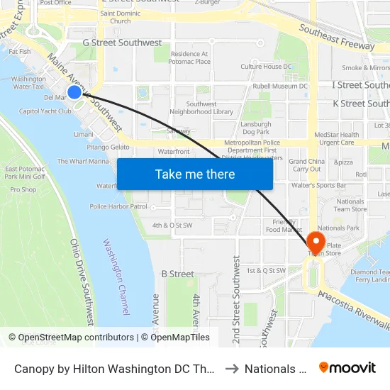 Canopy by Hilton Washington DC The Wharf to Nationals Park map