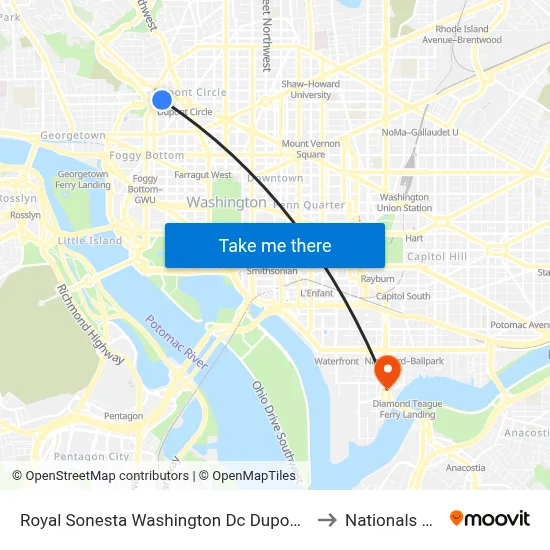 Royal Sonesta Washington Dc Dupont Circle to Nationals Park map
