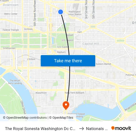 The Royal Sonesta Washington Dc Capitol Hill to Nationals Park map