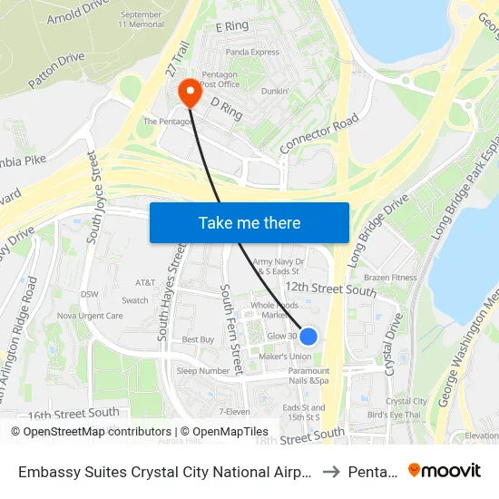 Embassy Suites Crystal City National Airport Arlington to Pentagon map