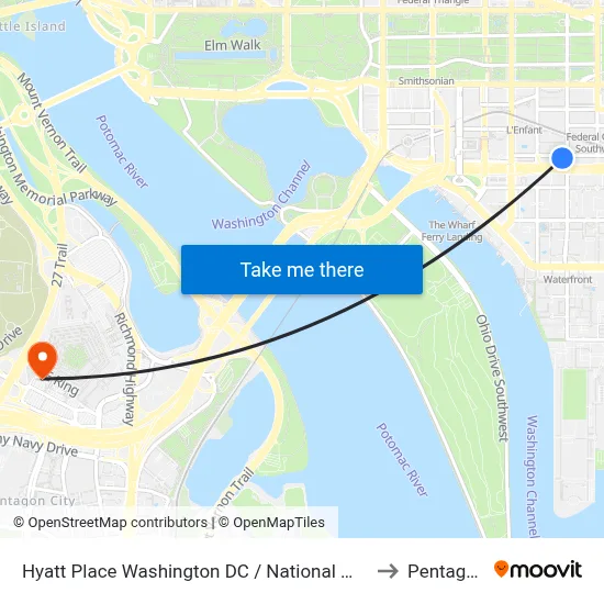 Hyatt Place Washington DC / National Mall to Pentagon map