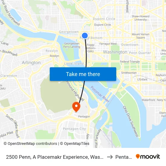 2500 Penn, A Placemakr Experience, Washington, Dc to Pentagon map