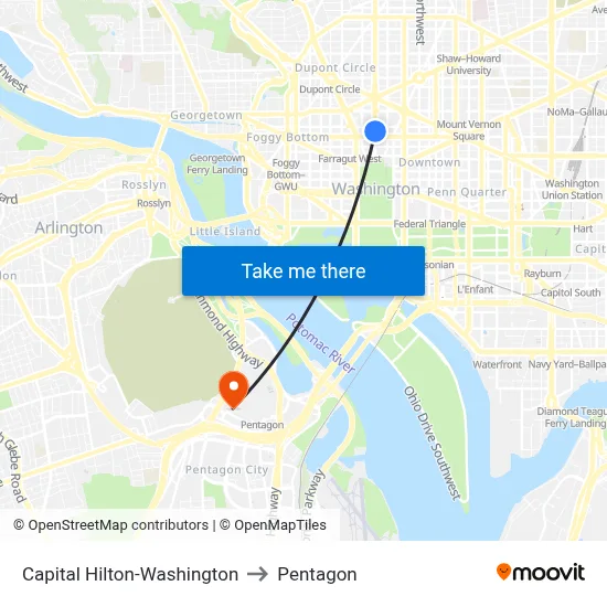 Capital Hilton-Washington to Pentagon map