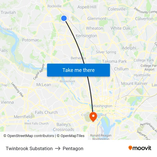 Twinbrook Substation to Pentagon map