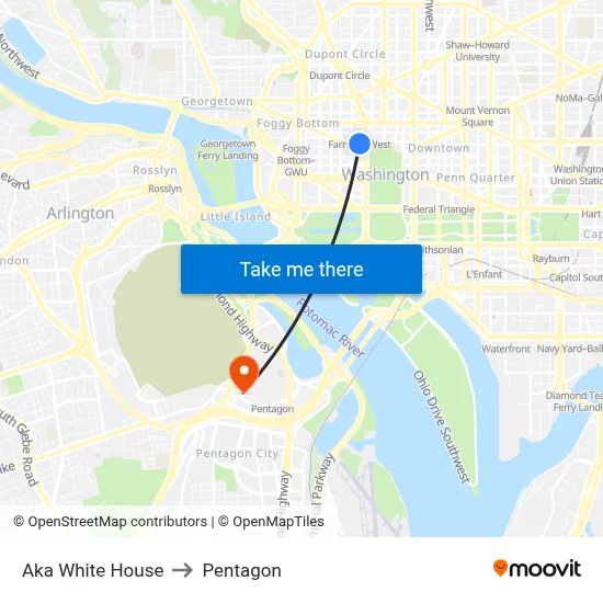 Aka White House to Pentagon map