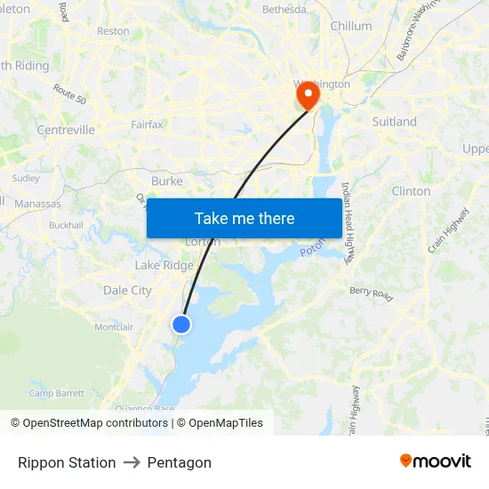 Rippon Station to Pentagon map