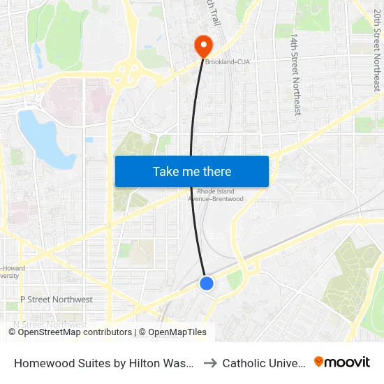 Homewood Suites by Hilton Washington DC NoMa Union Station to Catholic University of America map