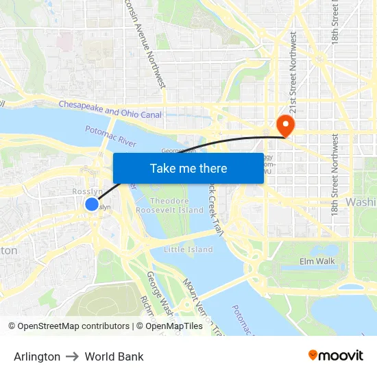 Arlington to World Bank map
