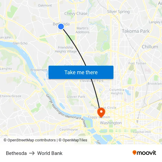 Bethesda to World Bank map