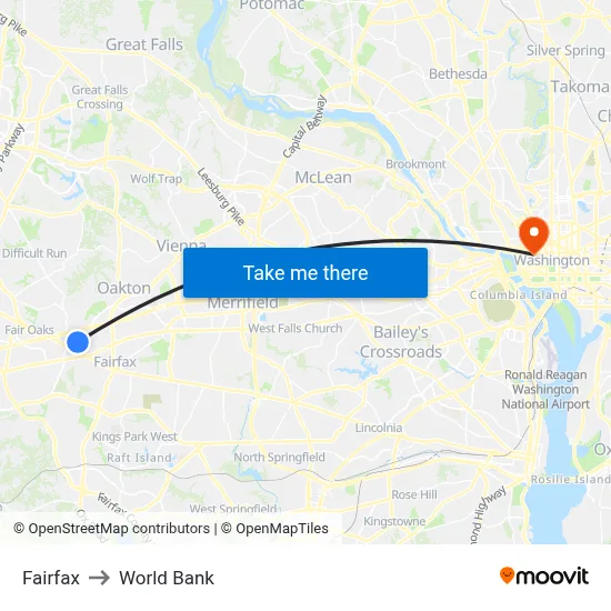 Fairfax to World Bank map