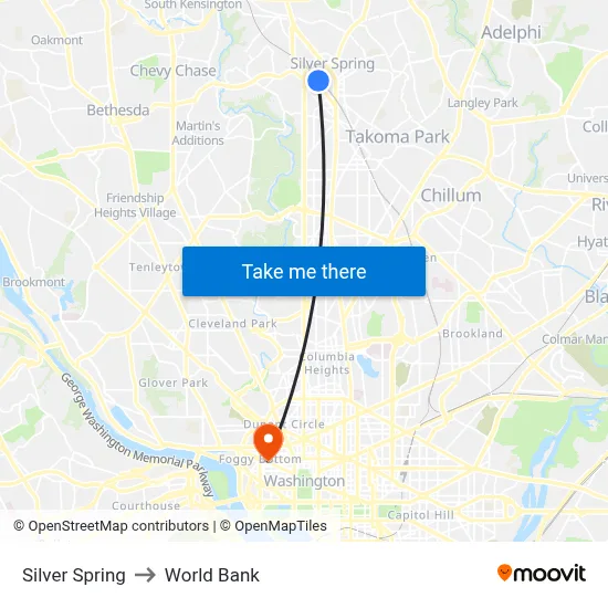 Silver Spring to World Bank map