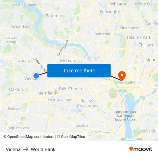 Vienna to World Bank map