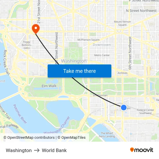 Washington to World Bank map