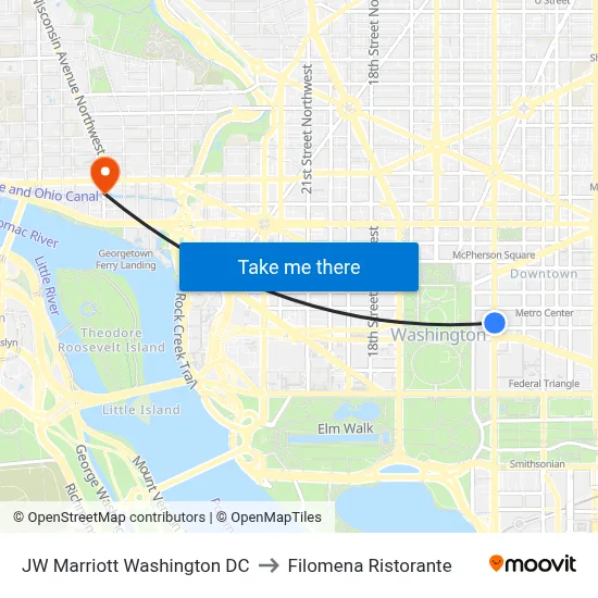 JW Marriott Washington DC to Filomena Ristorante map
