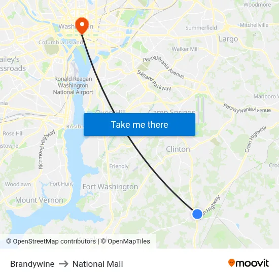 Brandywine to National Mall map