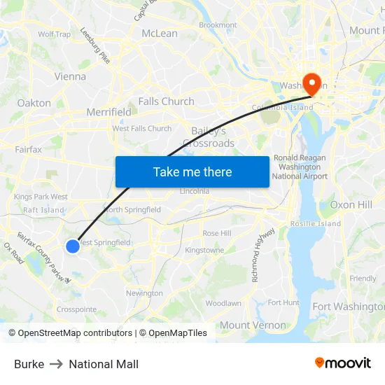 Burke to National Mall map