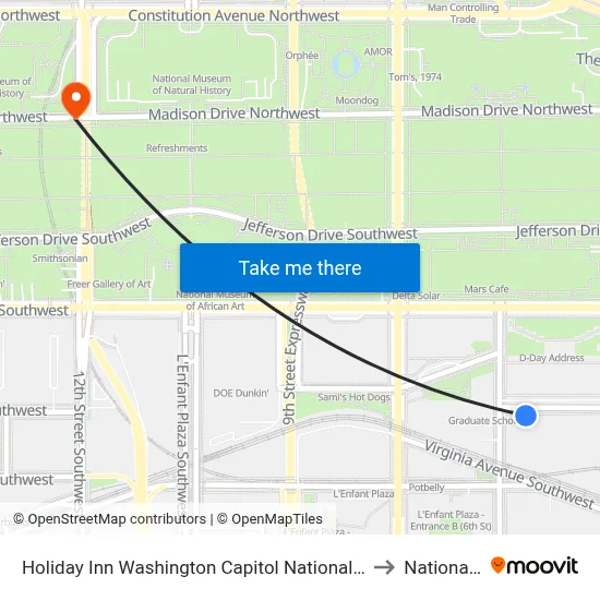 Holiday Inn Washington Capitol National Mall an IHG Hotel to National Mall map