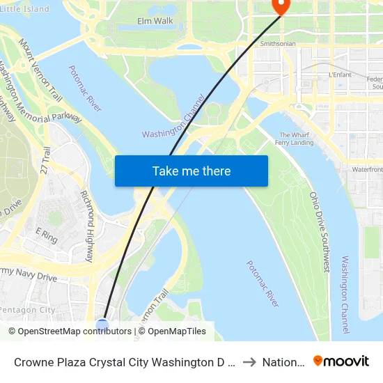 Crowne Plaza Crystal City Washington D C an IHG Hotel Arlington to National Mall map