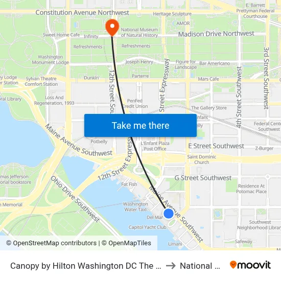 Canopy by Hilton Washington DC The Wharf to National Mall map