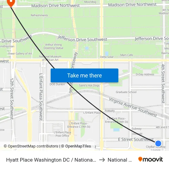 Hyatt Place Washington DC / National Mall to National Mall map
