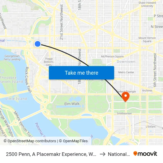 2500 Penn, A Placemakr Experience, Washington, Dc to National Mall map