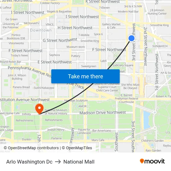 Arlo Washington Dc to National Mall map