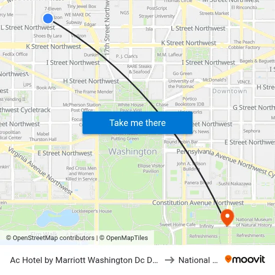 Ac Hotel by Marriott Washington Dc Downtown to National Mall map