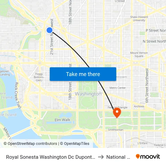 Royal Sonesta Washington Dc Dupont Circle to National Mall map