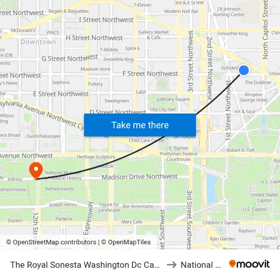 The Royal Sonesta Washington Dc Capitol Hill to National Mall map