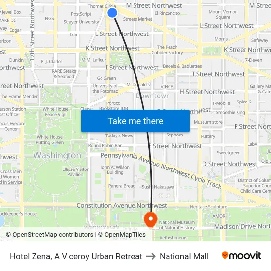 Hotel Zena, A Viceroy Urban Retreat to National Mall map
