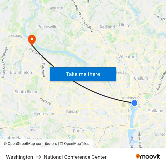Washington to National Conference Center map