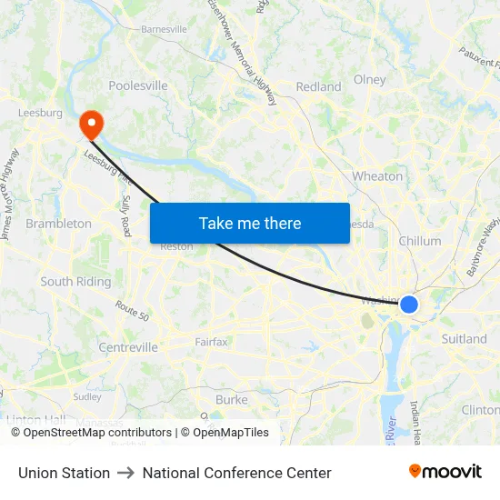 Union Station to National Conference Center map