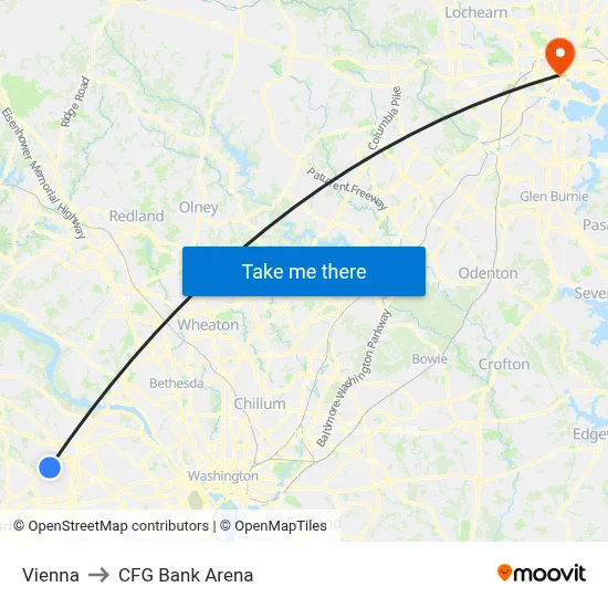 Vienna to CFG Bank Arena map