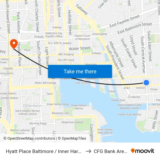 Hyatt Place Baltimore / Inner Harbor to CFG Bank Arena map