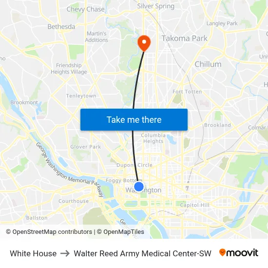 White House to Walter Reed Army Medical Center-SW map
