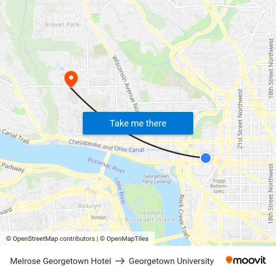 Melrose Georgetown Hotel to Georgetown University map