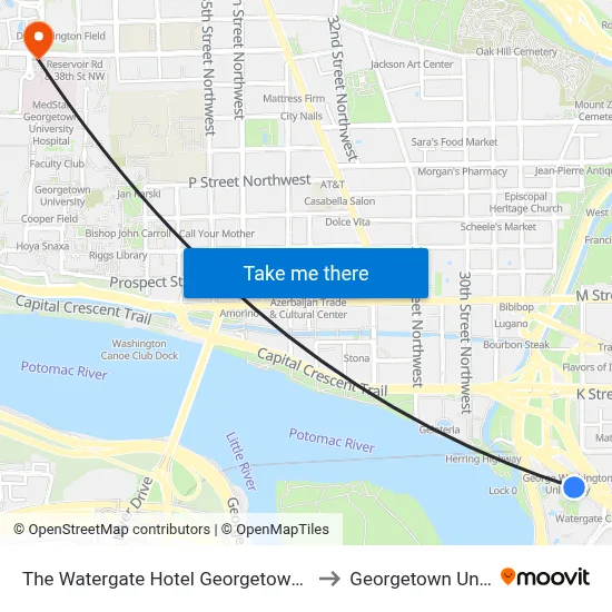 The Watergate Hotel Georgetown Washington to Georgetown University map
