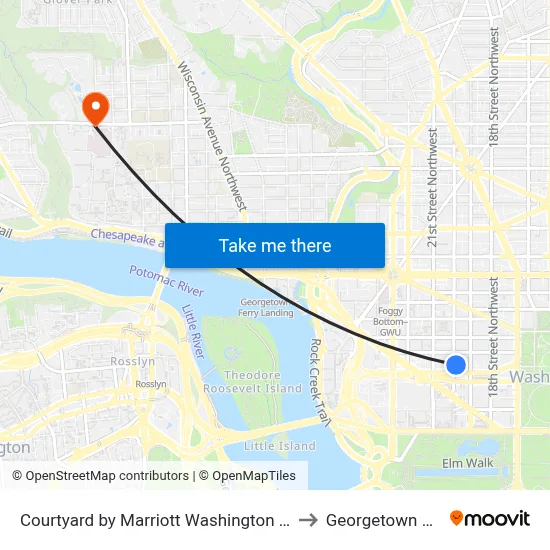 Courtyard by Marriott Washington D C Foggy Bottom to Georgetown University map