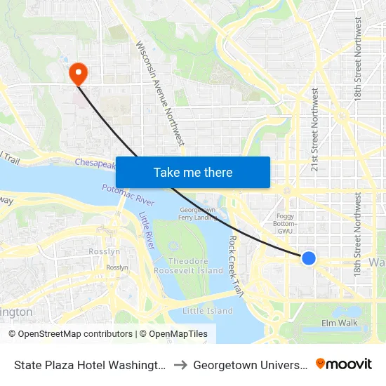 State Plaza Hotel Washington to Georgetown University map